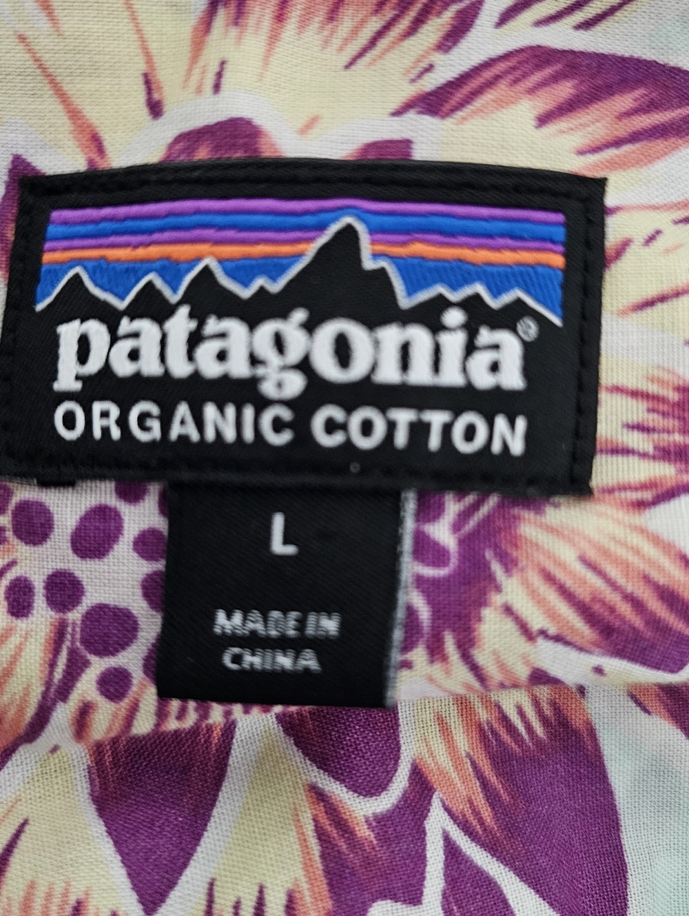 Patagonia Organic Cotton Floral Aloha Camp Shirt Large Tropical Button Front - Picture 5 of 8